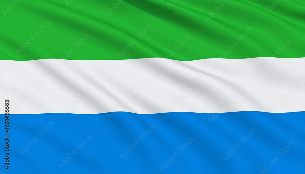 Obraz premium Flag of Sierra Leone - Green, White, and Blue