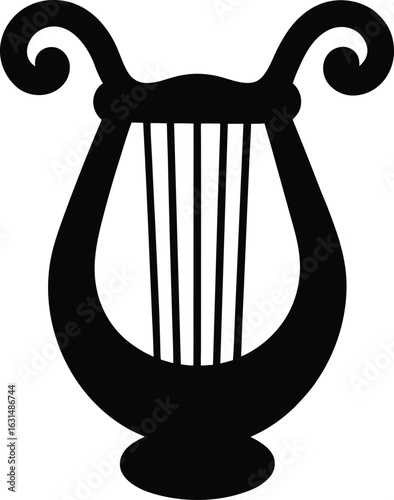 black silhouette a lyre on white background.eps
