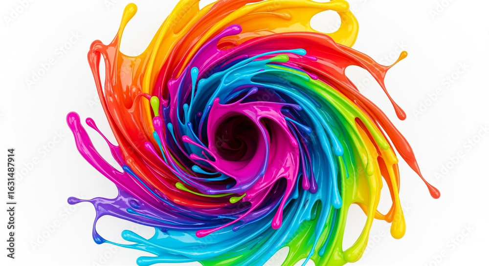 Obraz premium Colorful paint swirl splash vibrant rainbow colors