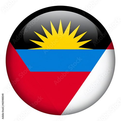 Free Download Glossy Round Antigua and Barbuda Flag Button with Reflective Shine and Drop Shadow, UI Icon Style, Transparent Background PNG - GFXLoad