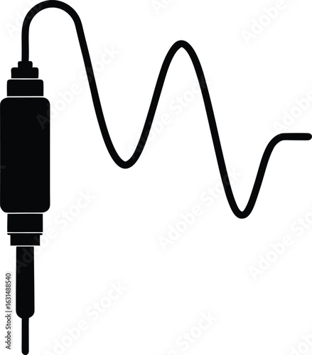 black silhouette a oscilloscope probe on white bac.eps