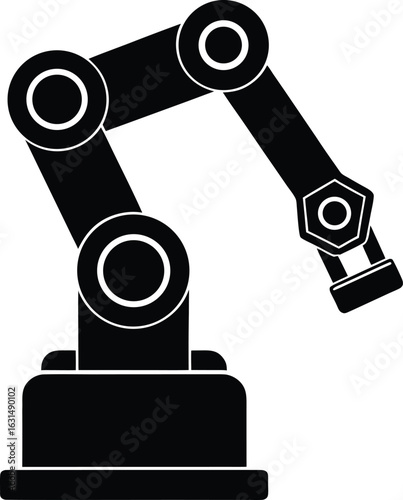 black silhouette a robot arm on white background.eps
