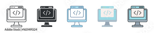Web Development Icon Set Multiple Style Collection