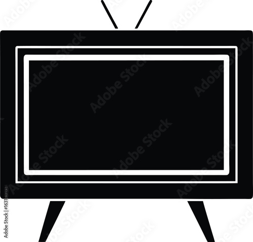 black silhouette a smart tv on white background.eps