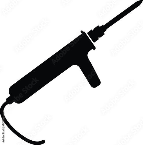 black silhouette a soldering iron on white backgro.eps