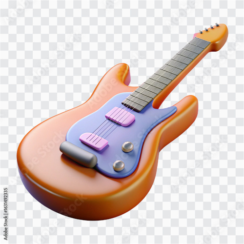 3D Electric Guitar Icon | Musical Instrument, Rock Band, Sound & Stage Symbol