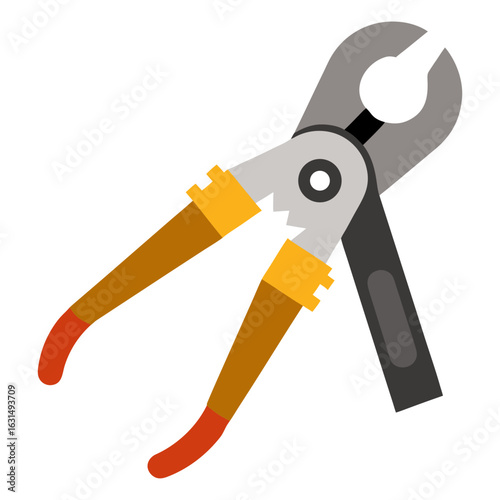 Illustration of a pair of bolt cutters on a white background