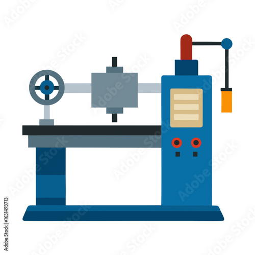 Industrial machine with control panel and rotating wheel