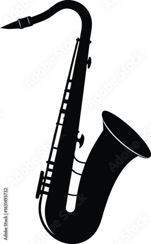 black silhouette a tenor saxophone on white backgr.eps
