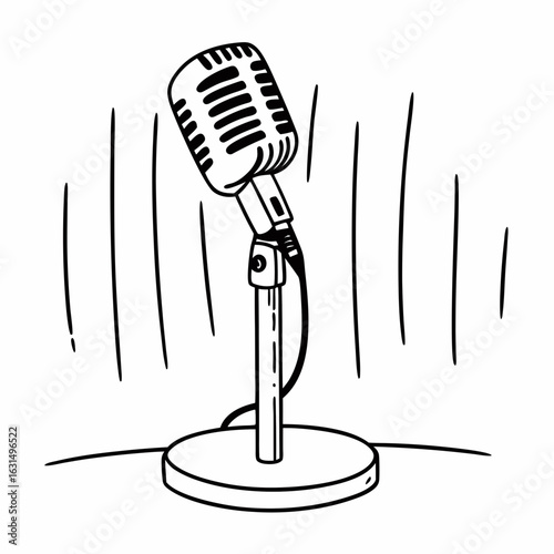 Line art of condenser microphone for studio recording
