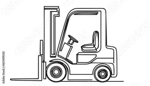 Continuous one single minimal line drawing forklift