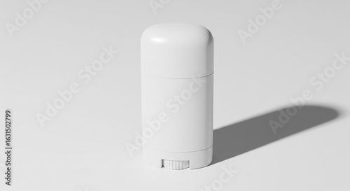 Clean white deodorant stick with smooth cap casting a subtle shadow on a minimalist background