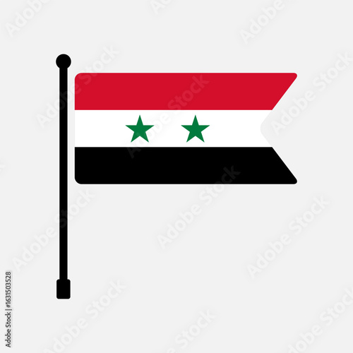 Flag of Syria. Syria flag computer digital vector illustration icon design. Fluttering flagpole flag.