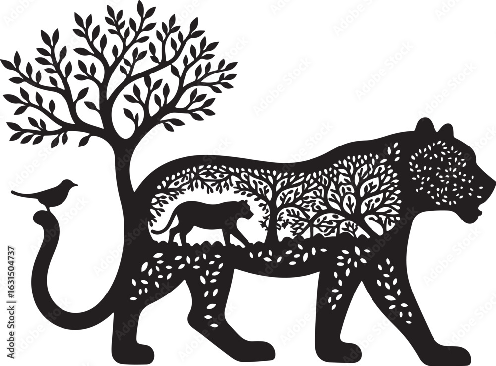 Fototapeta premium Beautiful Cheetah Silhouette Vector Art and Graphic Animal collection.