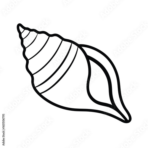Diwali vector art of black silhouette of a conch seashell isolated