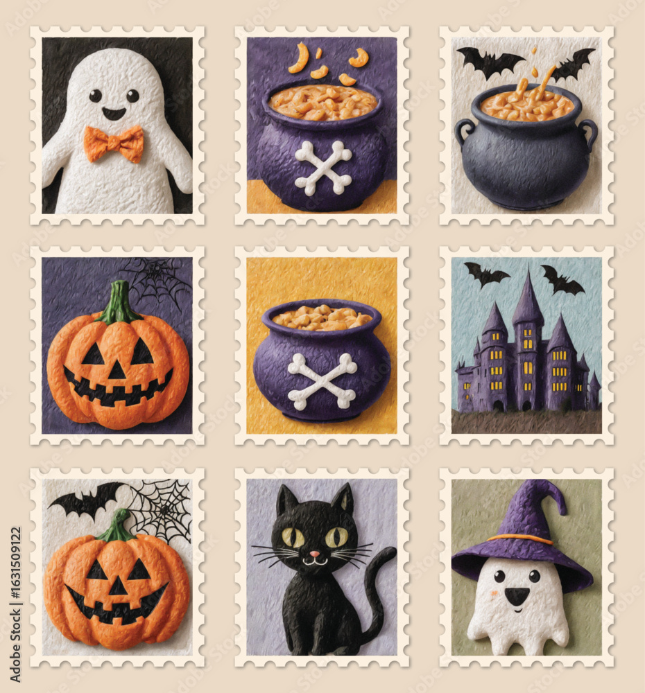 Fototapeta premium Adorable Halloween Stamp Collection