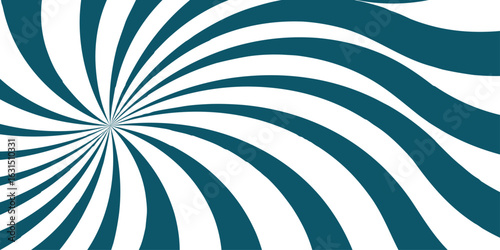 Abstract bold radial burst design with teal and white triangular rays. Starburst or explosion-like optical effect with dramatic, graphic, Vintage sunrays swirl sun beam pattern. Swirl texture.