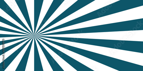 Abstract bold radial burst design with teal and white triangular rays. Starburst or explosion-like optical effect with dramatic, graphic, Vintage sunrays swirl sun beam pattern. Swirl texture.