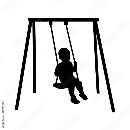 Child on swing set silhouette