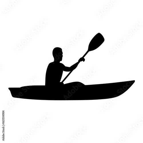 Kayaker paddling in a boat silhouette