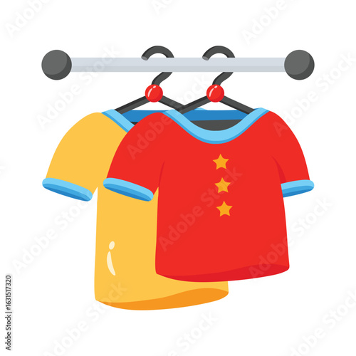 Check out modern 3d style icon of hanging shirts