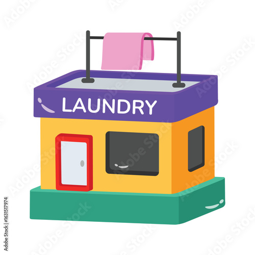 Premium 3d style icon of local laundry shop