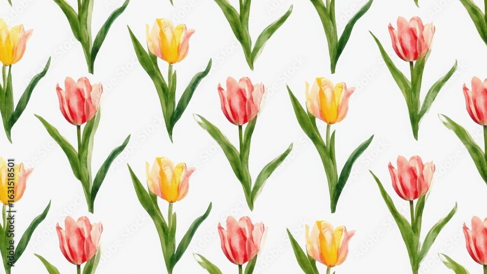 Obraz premium seamless watercolor pattern with tulips