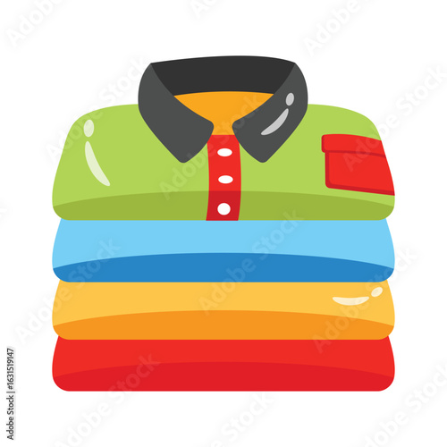 Modern 3d style icon of buttoned folded shirt