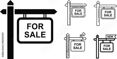 For sale sign, a simple and clean design for real estate marketing, advertising property listings, and promoting home sales with a clear and professional message
