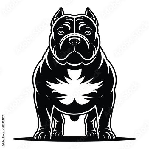 Impressive American Bully Dog Vector Illustration Displaying Muscular Build and Powerful Stance for Mascot Design and Breed Representation