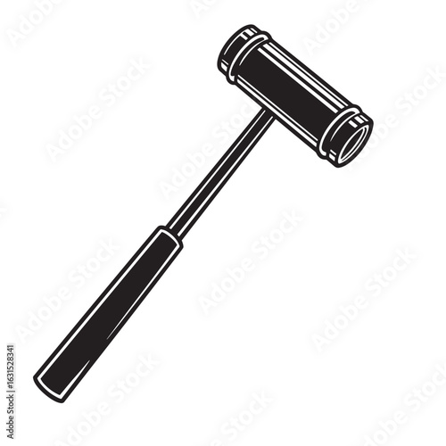 Black and white vector illustration of a wooden auctioneer's gavel for justice and law