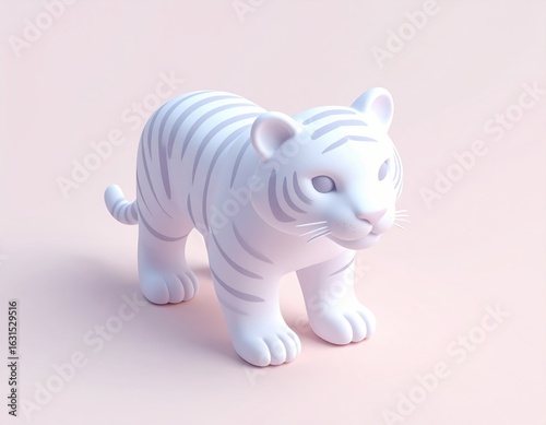 クレイ素材で作られた虎の3Dキャラクター 