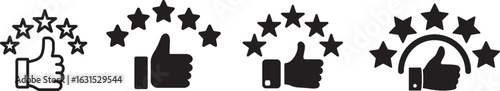 Set of thumbs up and five stars icons Vector Illustration