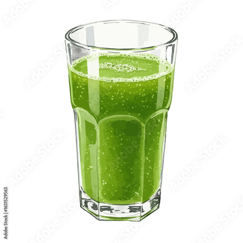 Refreshing green smoothie in a tall glass with bubbles, offering a healthy and vibrant beverage option for wellness enthusiasts and dietary conscious individuals.