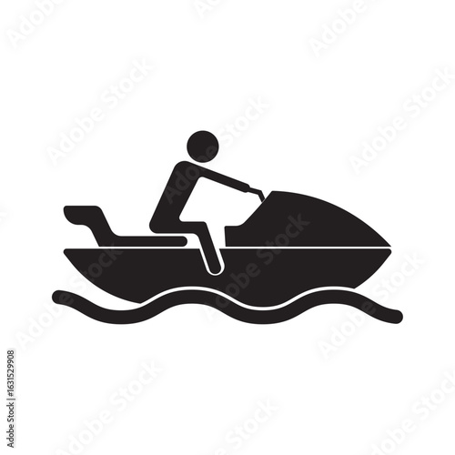 flat icon vector of person riding a jetski