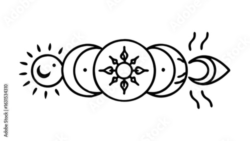 Sun moon star eye symbol astrology spiritual celestial drawing vector illustration graphic design art