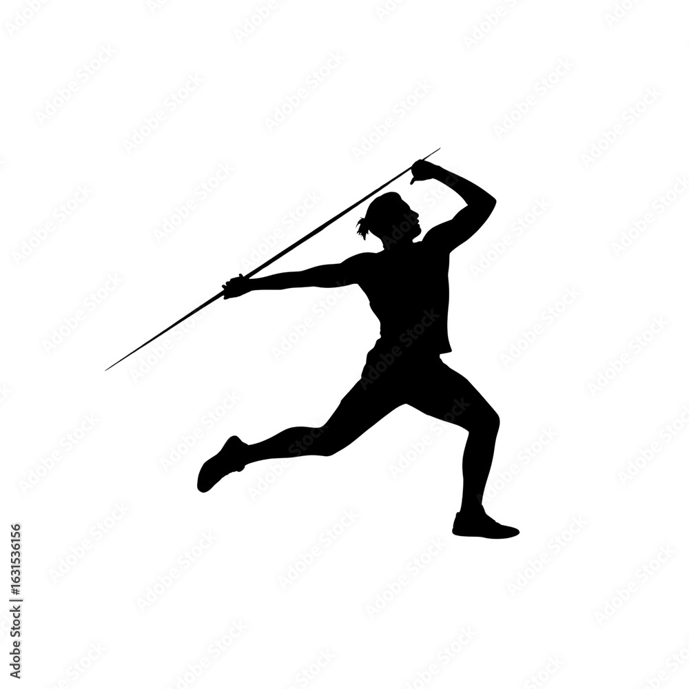 Obraz premium Javelin Thrower Silhouette Dynamic Action and Strength