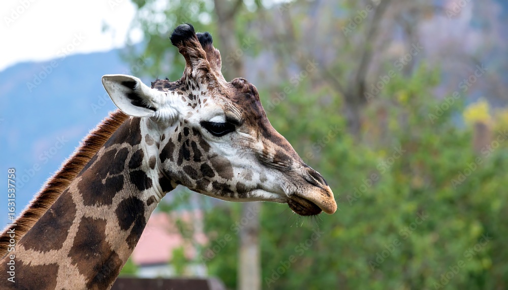 Obraz premium Close up of a giraffe's head and neck