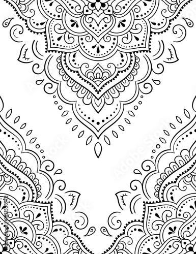 Color decorative panel with circular pattern in form of mandala with flower for decoration or print. Decorative ornament in ethnic oriental style.