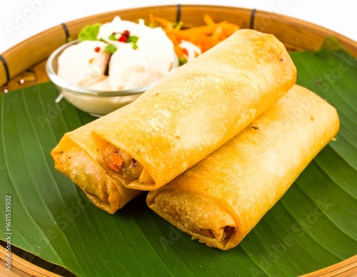 Delicious golden spring rolls