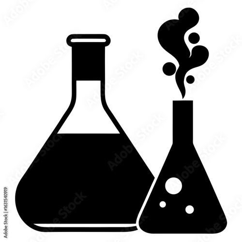 Laboratory glassware chemistry experiment silhouette vector illustration