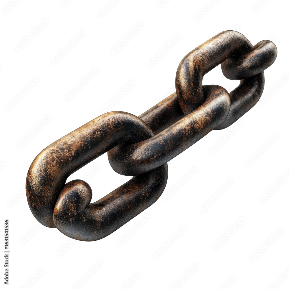 Fototapeta premium Rusty metallic chain links, symbolizing strength, connection on transparent background