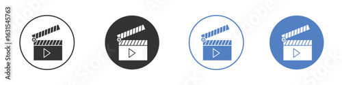 Film clapperboard icon symbol. Quality design element.