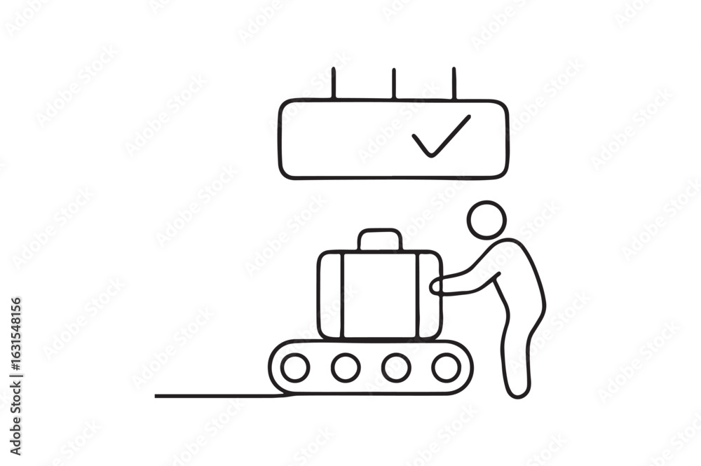 Obraz premium Baggage Claim continuous one line drawing minimalism design