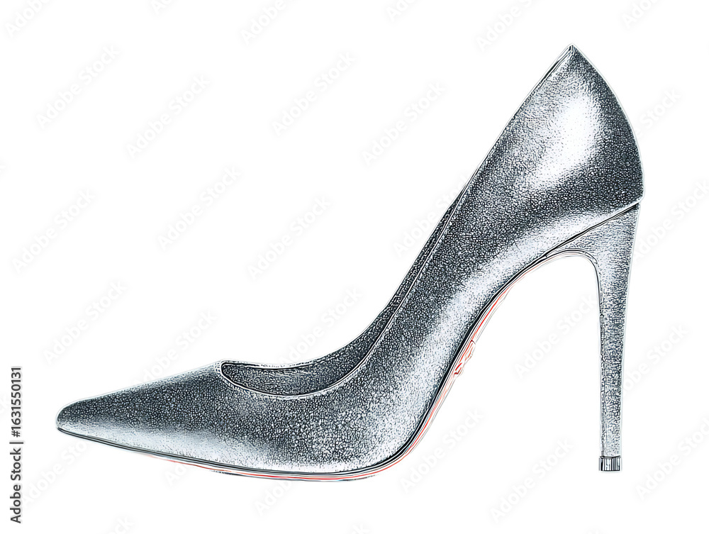 Stiletto Heel Metallic Grey Shoe Digital Stiletto Heel Metallic Grey Shoe Digital
