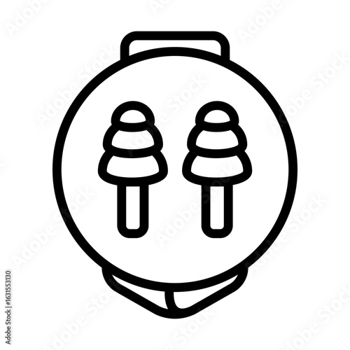 Earplugs in Case Outline Icon. Vector simple linear style sign isolated on white background.