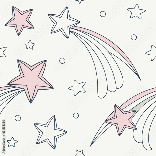 Watercolor Seamless Star Pattern – Cute Delicate Stars for Childish Textile, Baby Wallpaper Background