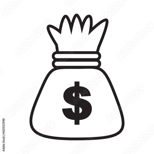 Money bag icon symbol concept for graphic design, website, UI. Finance theme icon concept.