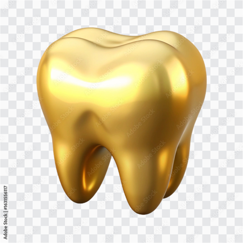 Fototapeta premium 3D Gold Tooth Icon | Dental Bling, Rap Culture & Luxury Symbol