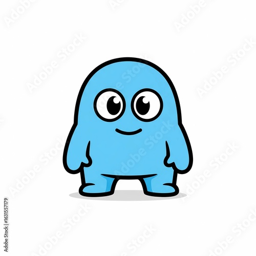 Cute Light Blue Cartoon Character with Big Eyes